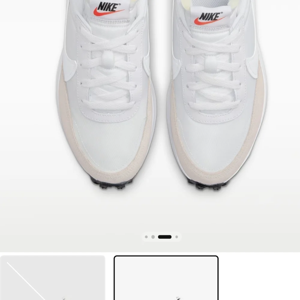 Nike Waffle Runner Leather Sneakers in White & Light Beige SIZE 9.5